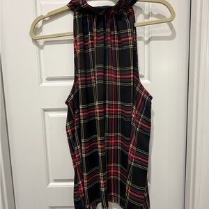 Jcrew Plaid Halter Neck Bow Women Top